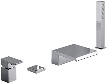 Single Lever Bath Edge 4 Holes pablolux, Mouth, Diverter, Shower Head, Made in Italy