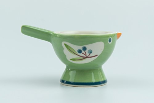 WD-FB37-2 set Ceramic soft or Hard boiled egg cup holder (Egg holder) - for Breakfast Brunch Soft Boiled Egg Holder Container Stand Set Green color - Thumbnail 2