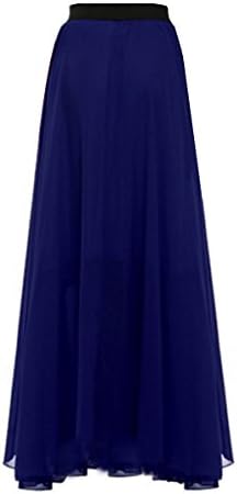 FashionShop365 Women's Lightweight Flowy Elastic Waist Strech Knit Spring Long Skirt Dark Blue M