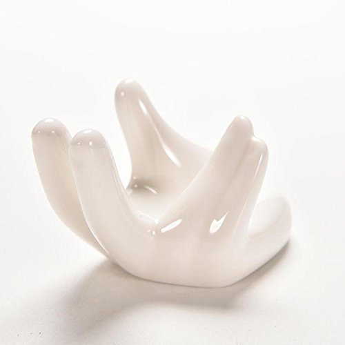 Eshylala 5 PACK Ceramic Air Plant Tillandsia Holder, Hand Shape Office Desk Base Airplant Display Container Pot,Ocarina Support Display Hand Stand, for Home Office Decoration Supplies