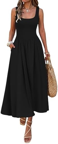 iconic luxe Women's Swing Midi Dress – 3/4 Sleeve Flowy A-Line Tunic –  Soft, Stretchy, Comfortable, and Versatile Casual Dress for Everyday Wear  Small Black at Amazon Women's Clothing store