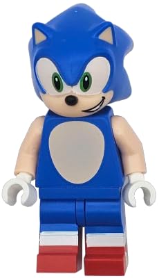 LEGO Sonic the Hedgehog Minifigures Collection, Loose Characters from Sets (Sonic the Hedgehog - Light Nougat Face and Arms, Open Mouth Smile to Left)