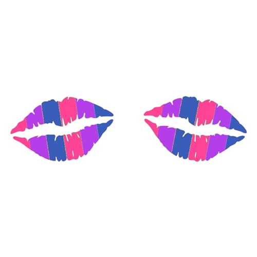 2 BiSexual Colors Temporary Tattoo Lips, LGBTQIA Pride Tattoo... 31bovzI6a+L