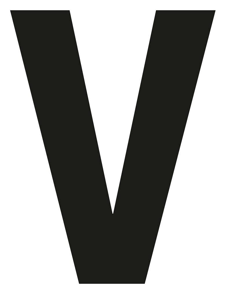 Merriway BH04055 (4 Pcs) Black Vinyl Stick-On Wheelie Bin Post Box Crate Dust Bin Letters 75mm (3 inch) Letter V - Pack of 4 Pieces