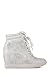Top Moda Eric-9 Women's High Top Lace Up Fashion Sneaker Wedge - Silver Nub PU