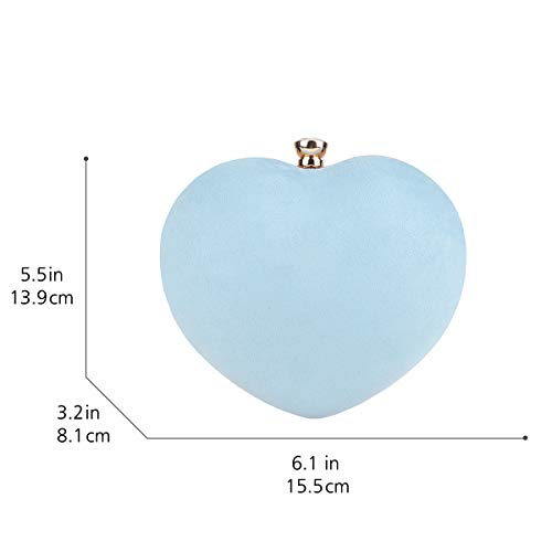 Fawziya Heart Shaped Clutch Velvet Evening Bags And Clutches For Women-Turquoise Blue
