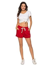 AvaCostume dama Plus Tamaño de verano cordón elástico de la cintura Casual algodón pantalones cortos de playa