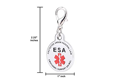 Emotional Support Animal (ESA) Medical Alert Dog Cat Tag. Hang from a Collar, Vest, Harness or Leash. Great Form of Identification for Small to Large Emotional Support Dogs Protected by Federal Law