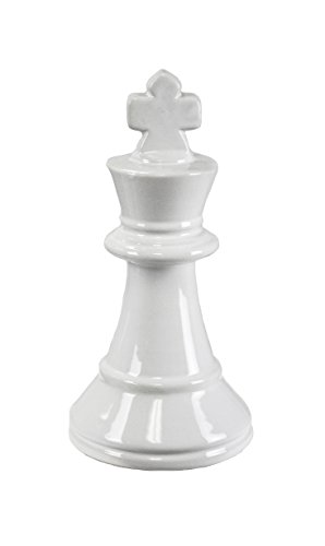 Sagebrook Home 10828 Ceramic Chess Piece Decor, White Ceramic, 4.5 x 4.5 x 8.75 Inches