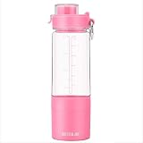 BOTTLED JOY Protein Shaker Bottle with 2-Layer Twist and Lock Storage Container - Tritan Lady Sports Protein Mix Fit Shaker Water Bottle 480ml 16oz 16 Ounce (Pink)