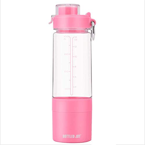 BOTTLED JOY Protein Shaker Bottle with 2-Layer Twist and Lock Storage Container - Tritan Lady Sports Protein Mix Fit Shaker Water Bottle 480ml 16oz 16 Ounce (Pink)