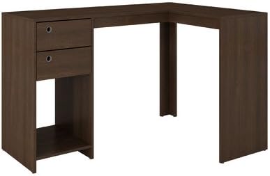 Erica L-Shape Computer Desk with 2 Drawers and 1 Open Shelf Made w/ Manufactured Wood in Tobacco Finish 31.89'' H x 50.39'' W x 35.43'' D in.