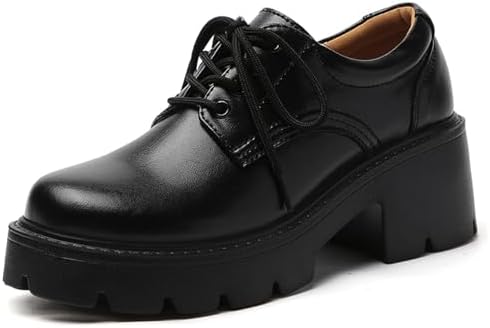 Amazon.com | Women's Leather Chunky Platform Oxfords Comfortable