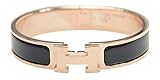 Z.RACLOE 12MM H Buckle Bangle Bracelets for Women Rosegold/Black