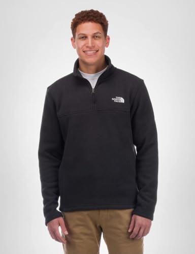 The North Face Men\'s Textured Cap Rock Quarter Zip Pullover - 1/4 Zip Fleece Jacket with a Classic Fit & Embroidered Logo, TNF Black Heather, Large