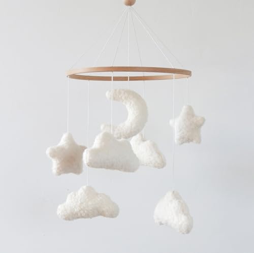 Cloud Crib Mobile Baby Mobile for Crib Neutral Boho Moon and Clouds