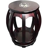 LANDTOM Professional Round Stool of Solid Wood for Guzheng ，Guzheng Red Sandal wood Round stool (RED)