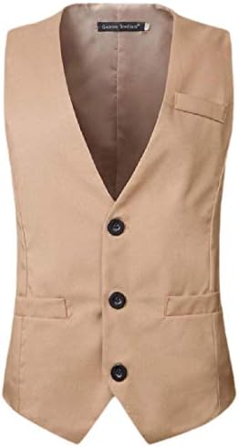 WSPLYSPJY Mens V Neck Sleeveless Jacket Casual Suit Vests Waistcoat