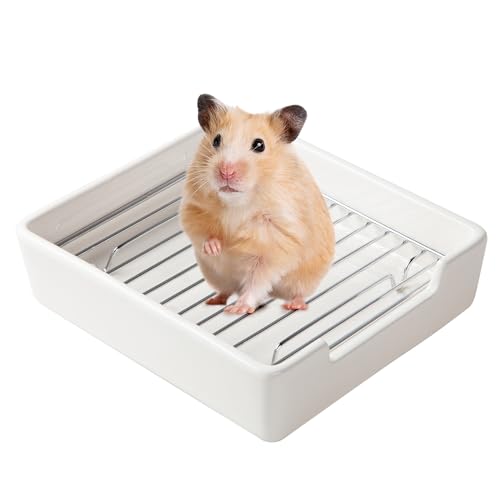 Photo 1 of Cutomo Ceramic Litter Box for Small Pets, Tip-Proof, Chew-Resistant, Ideal for Hamster, Guinea Pig, Sugar Glider, Hedgehog, Syrian Hamster, Chinchilla, Gerbil, and Ferret (White)