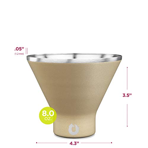 SNOWFOX Insulated Stainless Steel Stemless Martini Glass, Set of 2, Gold / White - Thumbnail 3