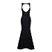 Hego Women's 2016 New V Neck Fishtail Sexy Solid Black Bandage Bodycon Formal Dresses Long H2609