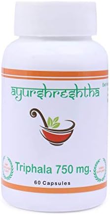 Ayurshreshtha Trifla/triphala combination of Amla,Haritaki,Bibhitaki Capsules for Boost immunity/Weight Loss 750mg 60 Capsules(Pack of 1)