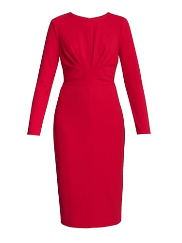Gina Bacconi Womens Long Sleeve Midi Cocktail Dress, Red, 12 UK