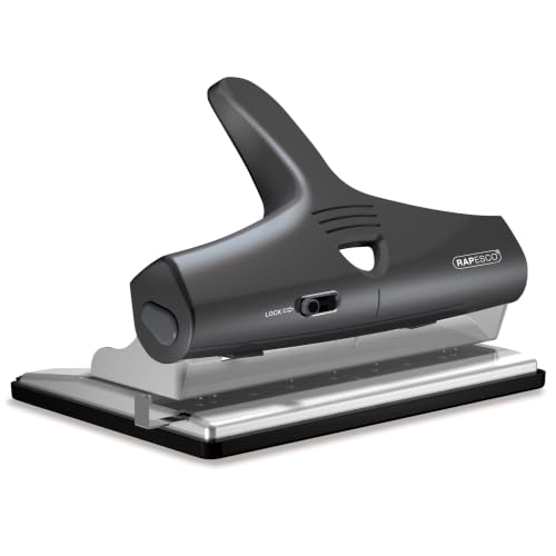 Rapesco 1205 ALU Verstellbarer 2-, 3- und 4-Fach Kraftlocher, Schwarz
