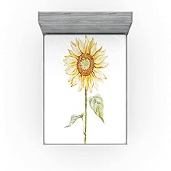 Ambesonne Sunflower Fitted Sheet Set, Sunflowers