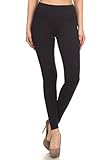 2ND DATE Women's Basic Cotton Stretch Leggings With Comfort Waistband-Black-Large