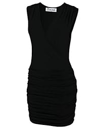 TAM WARE - Mini vestido sin mangas con cuello en V para mujer