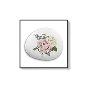 Framed Canvas Wall Art for Living Room, Bedroom Flower on Cobblestone Canvas Prints for Home Decoration Ready to Hanging - 16x16 inches
