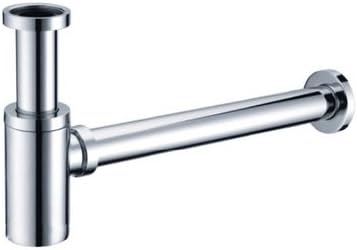 LANGPAI Drainer Round Drain P Trap Solid Brass Chrome Flexible Lavatory/Kitchen Wall