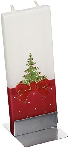 Flatyz Twin Wick Unscented Thin Flat Candle - Christmas Tree Bow