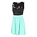 SUNNOW Womens Summer Sleeveless Lace Top Short Skater Pleated Dress Party Mini Dress (M)