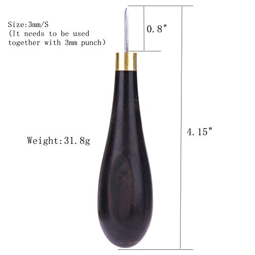 Aiskaer 1 Pcs Leather Craft Ebony Rhombus Awl DIY Leather Stitching Sewing Awl Leathercraft Reaming Punch Tool