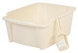 IRIS High Sided Open Litter Pan with Scoop, White