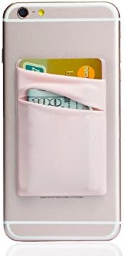 Fabselection Credit Card Wallet Card Holder for Phone Credit Card Holder Sticker Secure ID Holder Adhesive Card Sleeve Card for iPhone 6/ iPhone 7/ Samsung Galaxy/ LG/ Google Cell Phones (Dark Pink)