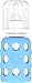 Lifefactory 4-Ounce BPA-Free Glass Baby Bottle with Protective Silicone Sleeve and Stage 1 Nipple, Sky Blue primary