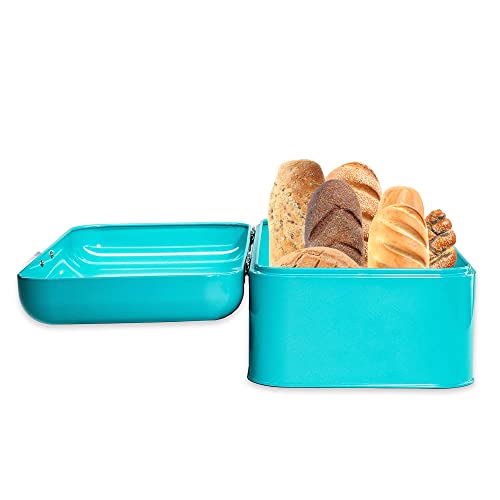 Culinary Couture Large Turquoise Bread Box for Kitchen Countertop