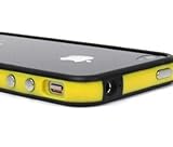 SANOXY Yellow/Black Hard Plastic Rubber Bumper Case Cover with Metal Buttons Fit For iPhone 4 4S
