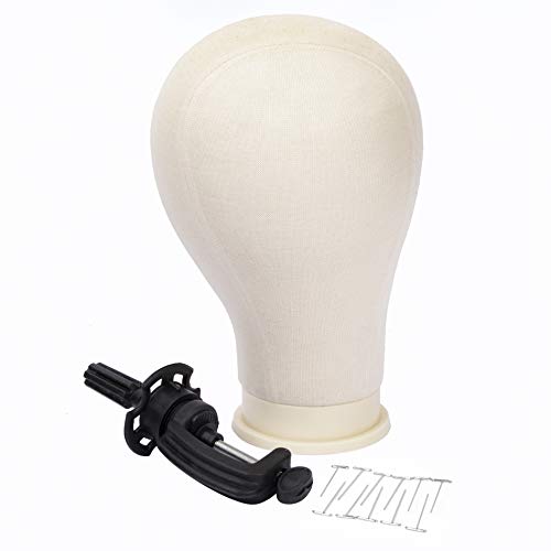 BHD BEAUTY Poly Block Professional Mannequin Head White for Make Display Style Dry Wig With Mount Hole (22", white head+stand)