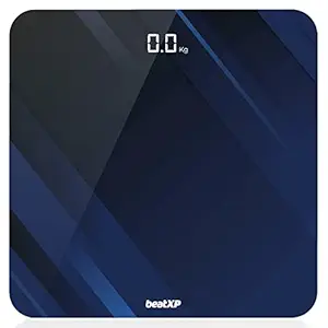beatXP Optifit Glaze Digital Weighing Scale with Backlit LED Panel (Blue), Electronic Weight Machine for Body Weight with 6 mm Thick Tempered Glass