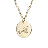 HUAN XUN Initial Necklace Best Friend Necklaces for Girls Stainless Steel, 16