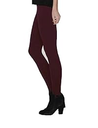 Matty M señoras "Legging, material más grueso, banda ancha de cintura, Merlot profundo, grande