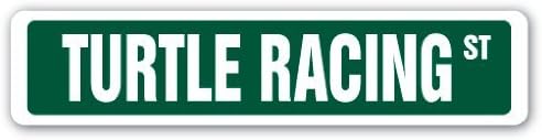 Turtle Racing Street Sign Race Racer Competition Shell Food Supplies Gift Wall Sign Decorative Safety Sign Gift Metal Aluminum Plaque