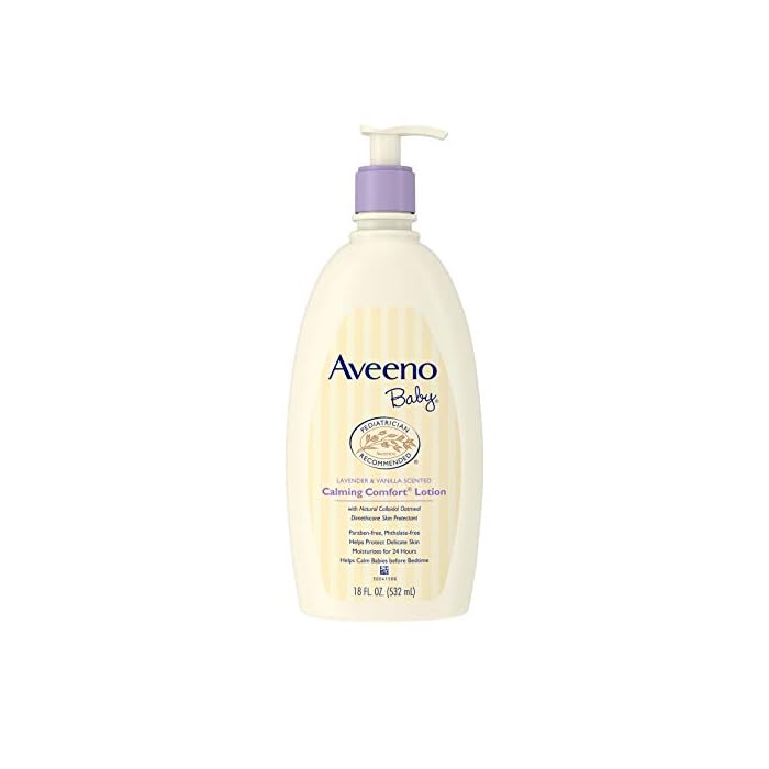 Aveeno Baby Calming Comfort Moisturizing Lotion with Relaxing Lavender & Vanilla Scents, Non-Greasy Body Lotion with…