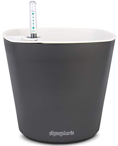 Aquaphoric Self Watering Planter (7") + Fiber Soil = Foolproof Indoor Garden. Decorative Planter Pot for House Plants, Flowers, Herbs, Violets, Succulents. Easy Looks Great.