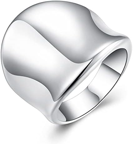 Amazon.com: HAIXIAN Classic Silver Plain Wide Band Ring,S925