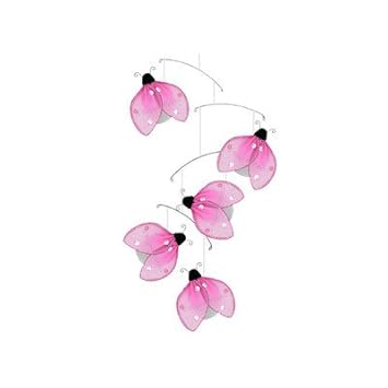 Amazon Com Ladybug Glitter Nylon Hanging Mobile Color Pink Baby